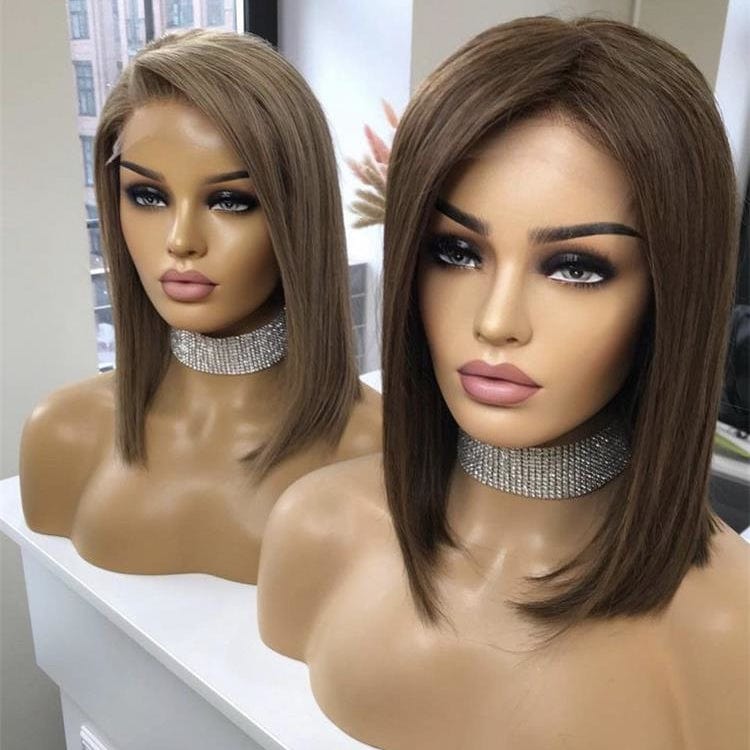 Quality European Hair Ombre Blonde Wave Short Bob Wig Health Young Raw Hair Transparent Swiss Lace Front Wigs