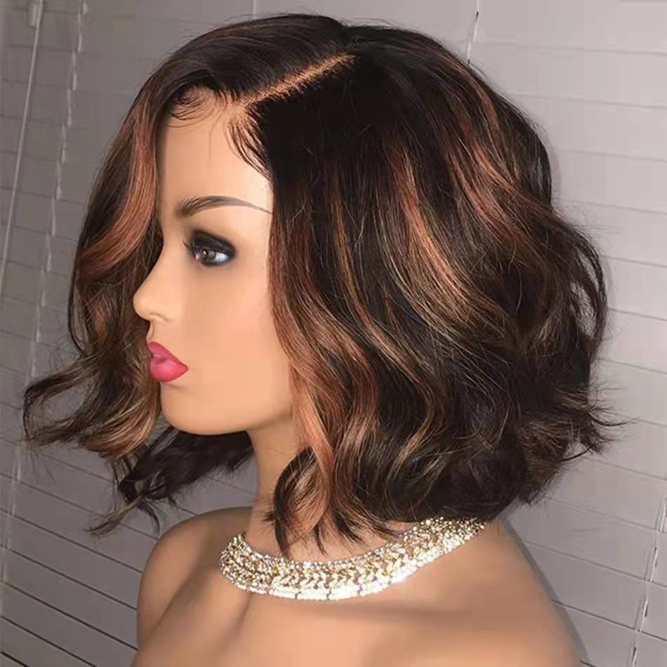 Quality European Hair Ombre Blonde Wave Short Bob Wig Health Young Raw Hair Transparent Swiss Lace Front Wigs