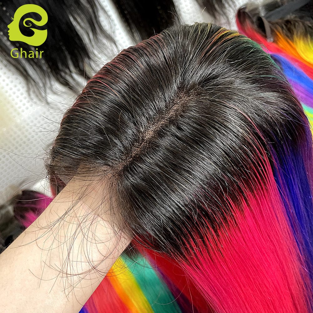 Rainbow new design human wig Raw Brazilian Cuticle Aligned Hair Lace Closure Wig 4x4 Lace Closure Wig Vendors