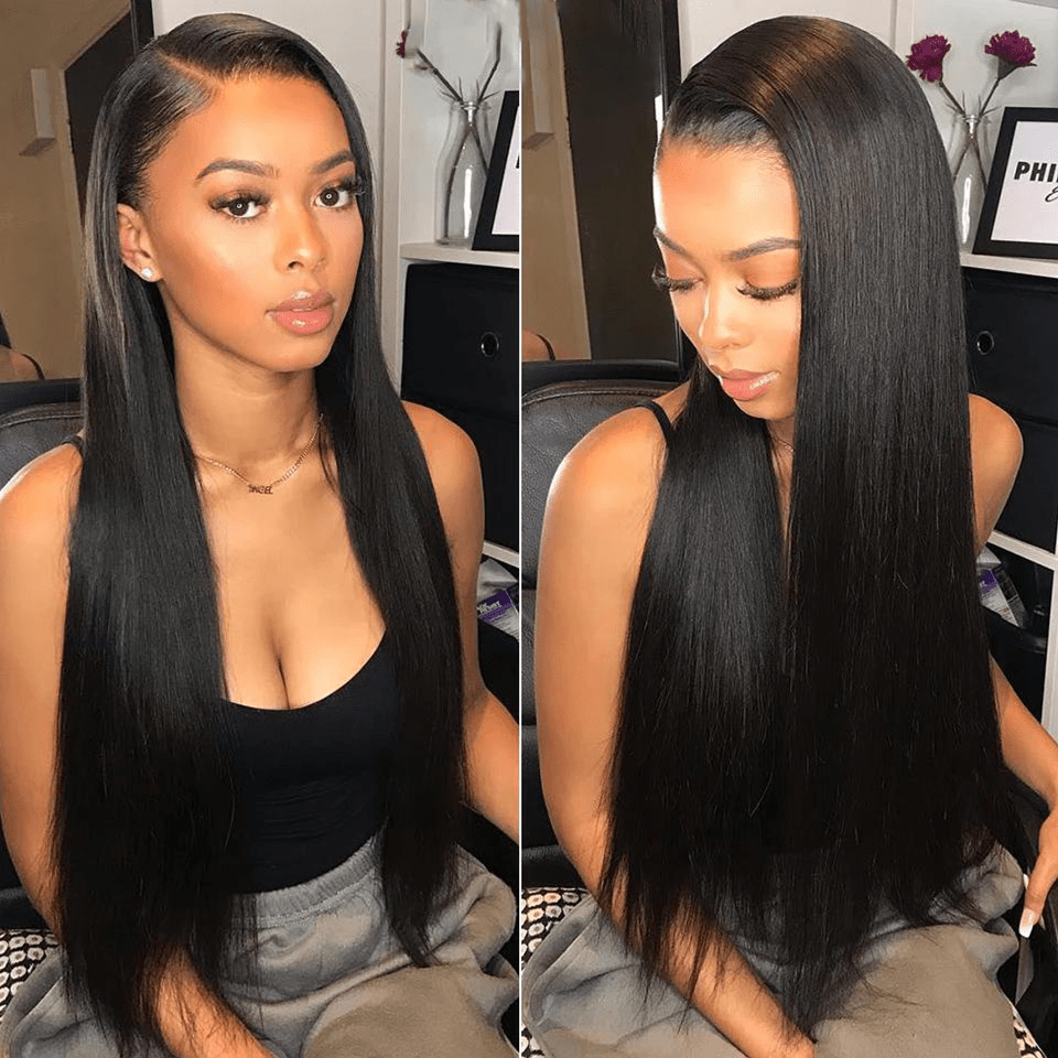 Raw Human Hair Wig Vendors Cambodian Natural Transparent Lace Cuticle Aligned Silk Straight 4*4 Closure Wig For Black Women