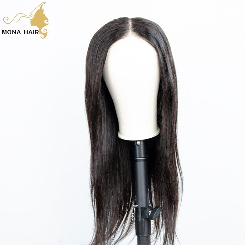 Raw Human Hair Wig Vendors Cambodian Natural Transparent Lace Cuticle Aligned Silk Straight 4*4 Closure Wig For Black Women