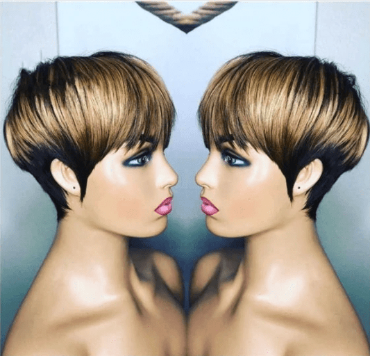 Raw peruvian virgin hair Pre Plucked Short Human Hair Wigs With Baby Hair Ombre 1b/30 Short Pixie Cut Wigs