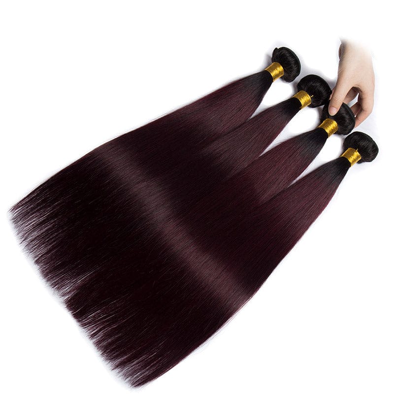 Raw Virgin Unprocessed Ombre Peruvian Hair Straight Human Hair  T1B/Burgundy Bundles Deals 99J Hair Weave Lollyhair