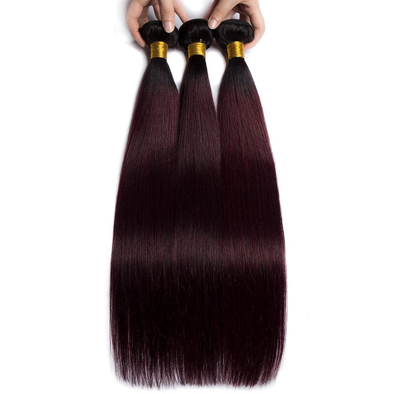 Raw Virgin Unprocessed Ombre Peruvian Hair Straight Human Hair  T1B/Burgundy Bundles Deals 99J Hair Weave Lollyhair