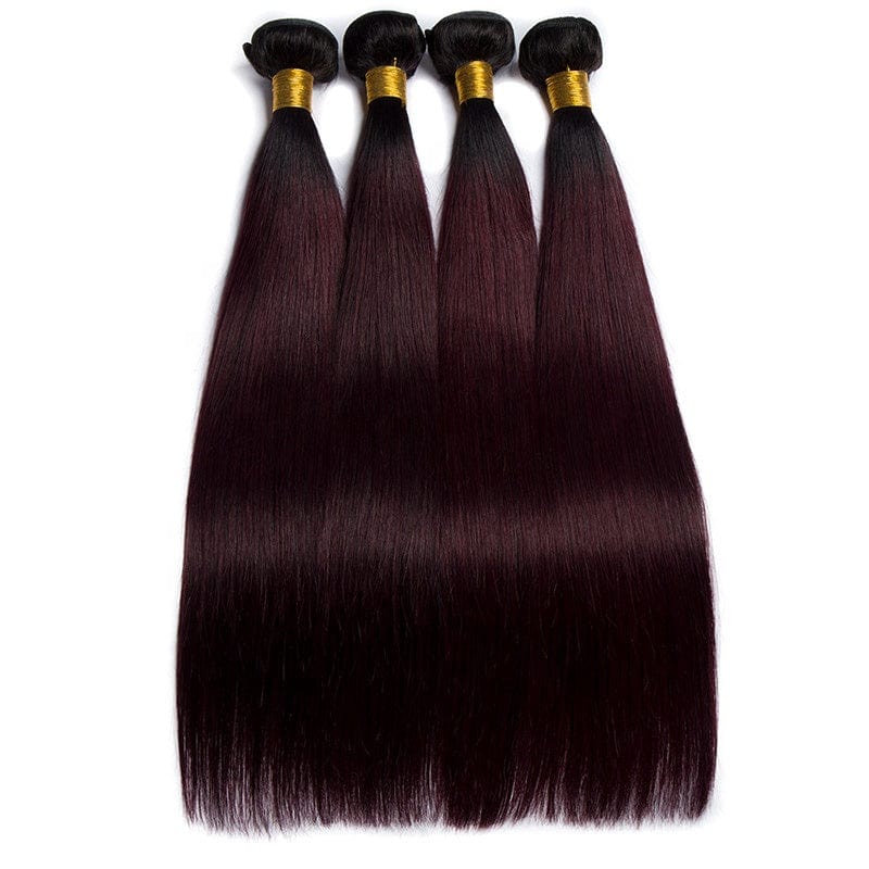 Raw Virgin Unprocessed Ombre Peruvian Hair Straight Human Hair  T1B/Burgundy Bundles Deals 99J Hair Weave Lollyhair