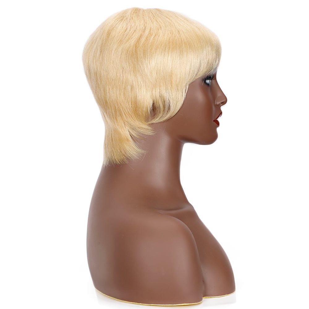 Rebecca Fashion Wholesale Short Human Hair Pixie Cut Wig 9 Inch Remy Brazilian Hair Wigs 613 Blonde Non-Lace Front Wig For Women