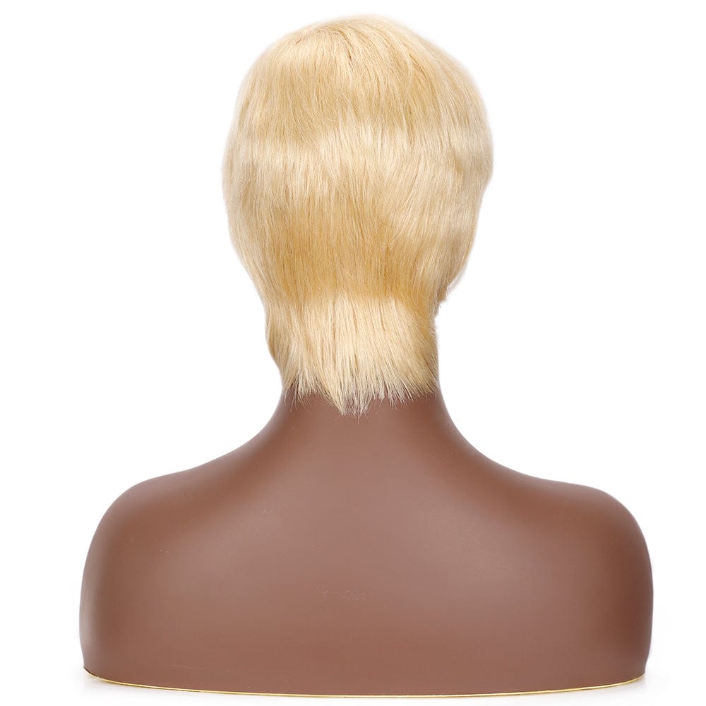 Rebecca Fashion Wholesale Short Human Hair Pixie Cut Wig 9 Inch Remy Brazilian Hair Wigs 613 Blonde Non-Lace Front Wig For Women