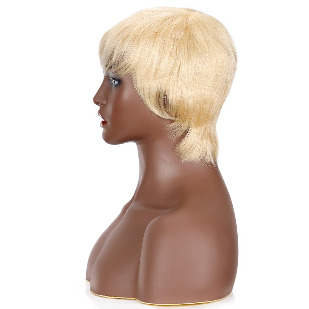 Rebecca Fashion Wholesale Short Human Hair Pixie Cut Wig 9 Inch Remy Brazilian Hair Wigs 613 Blonde Non-Lace Front Wig For Women