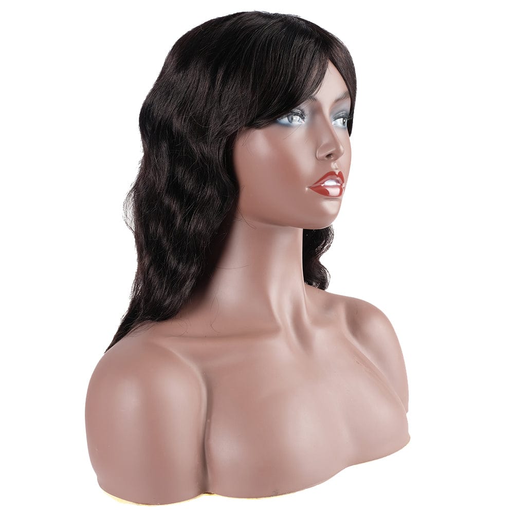 Rebecca None Lace Wigs Remy Human Hair Non lace front Glueless Machine Made Wigs Body Wave Human Hair Wigs with Bangs