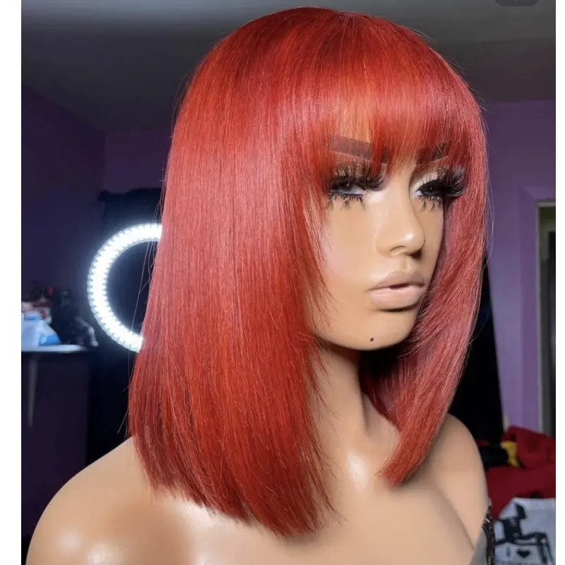 red bob hair with bang wigs