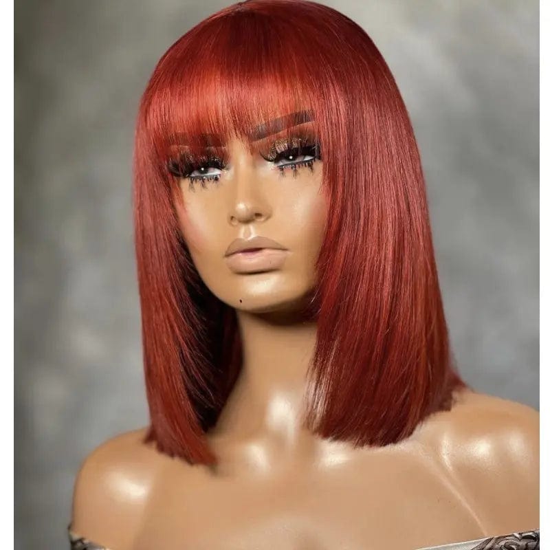 red bob hair with bang wigs