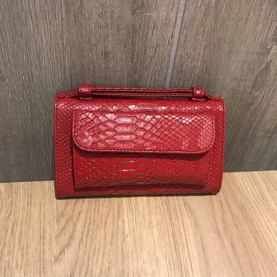 Red Pu Leather Women Shoulder Bags Snake Animal Chain Clutch Luxury Small Designer  Python Pattern Handbags