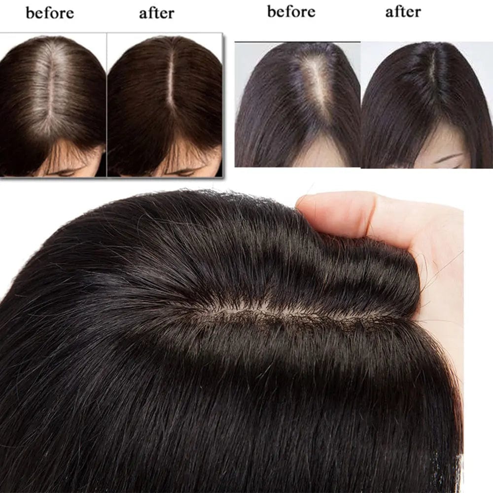 Remy Human Hair Topper Toupee for Women Machine Made Silk Base Hair Piece