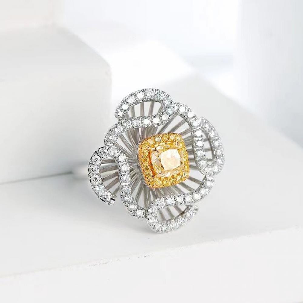 Resizable / Yellow NO MOQ Gem Stone King Yellow Citrine Women's Engagement Ring Cushion Gemstone Birthstone Amazon Dropship