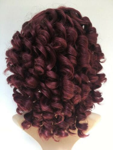 Rihanna Short Curly Red Wigs For Women 180% density virgin hair lace front Bob Wigs with fringe bang Burgundy Perruque