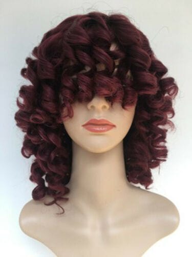 Rihanna Short Curly Red Wigs For Women 180% density virgin hair lace front Bob Wigs with fringe bang Burgundy Perruque