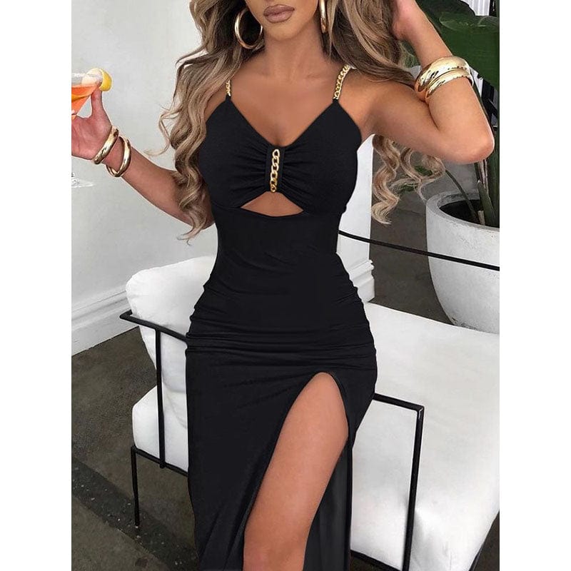 RNSHANGER Sexy Women Black Dress Casual Cocktail Party Prom Luxury Evening Chic Formal Occasion Dresses Summer Temperament Dress