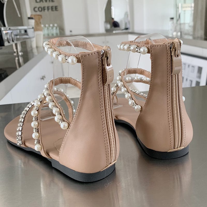 Rome Fashion Thong Solid Flat with Sewing 2022 New Leisure Striped Ankle-Wrap Hollow out Classics Sandal 35-42 Women's Shoes