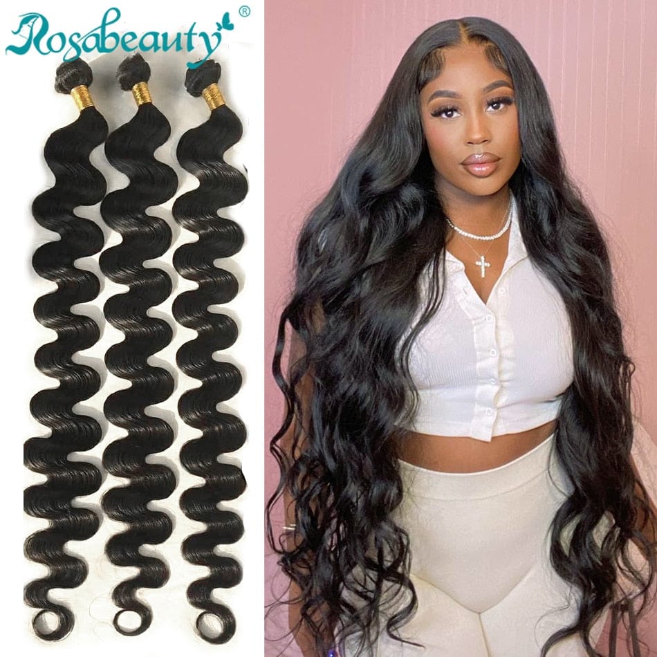 Rosabeauty 28 30 32 40 Inch Body Wave Human Hair Bundles 100% Remy Brazilian Weave 2 3 4 Hair Extensions Weft deals