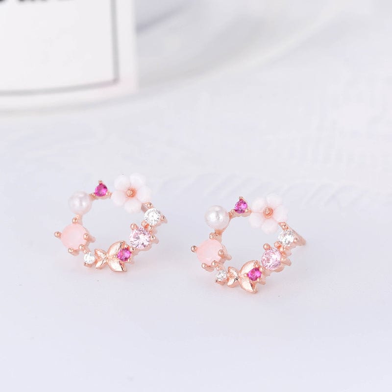 Rose Gold Factory Wholesale New Hot Fashion Rose Gold flower Earrings for Women Girls Gift Fashion Statement Jewelry Stud Earrings