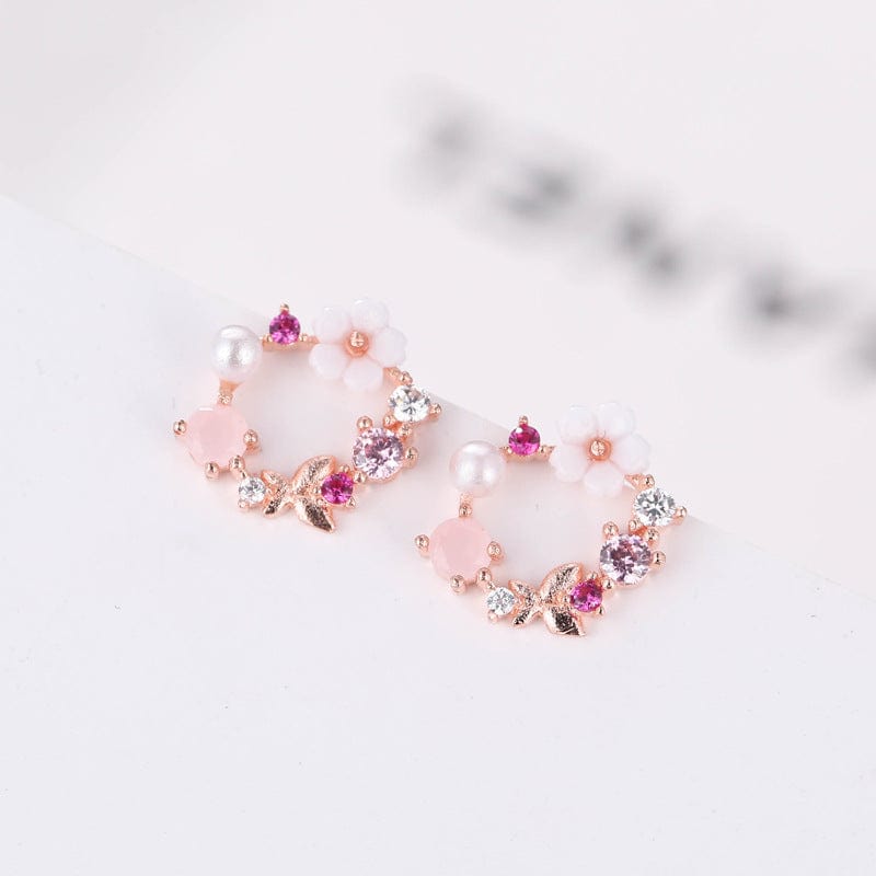 Rose Gold Factory Wholesale New Hot Fashion Rose Gold flower Earrings for Women Girls Gift Fashion Statement Jewelry Stud Earrings