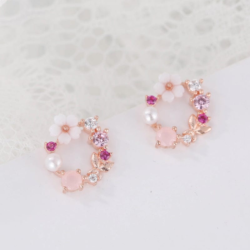 Rose Gold Factory Wholesale New Hot Fashion Rose Gold flower Earrings for Women Girls Gift Fashion Statement Jewelry Stud Earrings