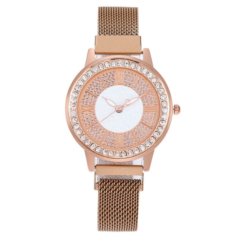 rose gold high quality womens wristwatch Fashion classic luxury magnetic Quartz ladies watches with round diamond dial