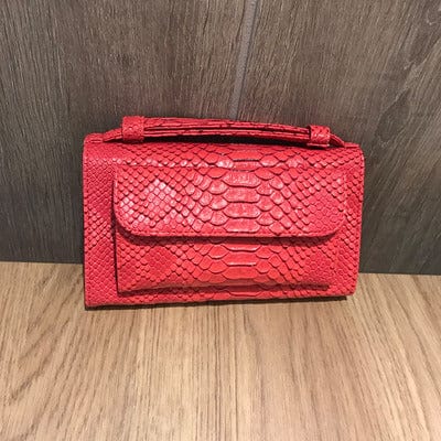 Rose Madder Pu Leather Women Shoulder Bags Snake Animal Chain Clutch Luxury Small Designer  Python Pattern Handbags