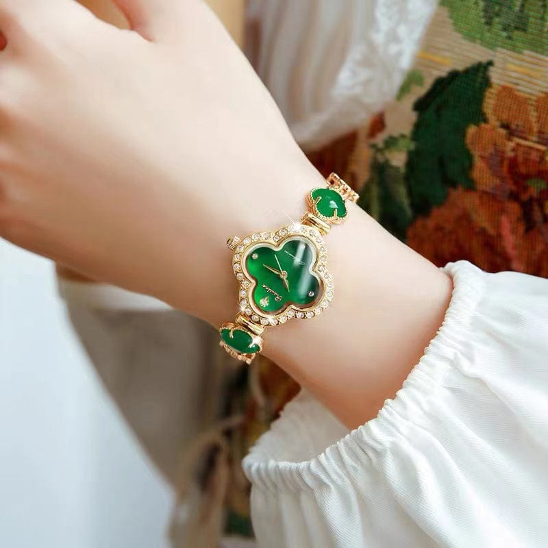 Ruixine 336 Fashion Four Leaf Clover Design Ladies Quartz Watches Classic Diamonds Bracelet Band Women Wristwatches