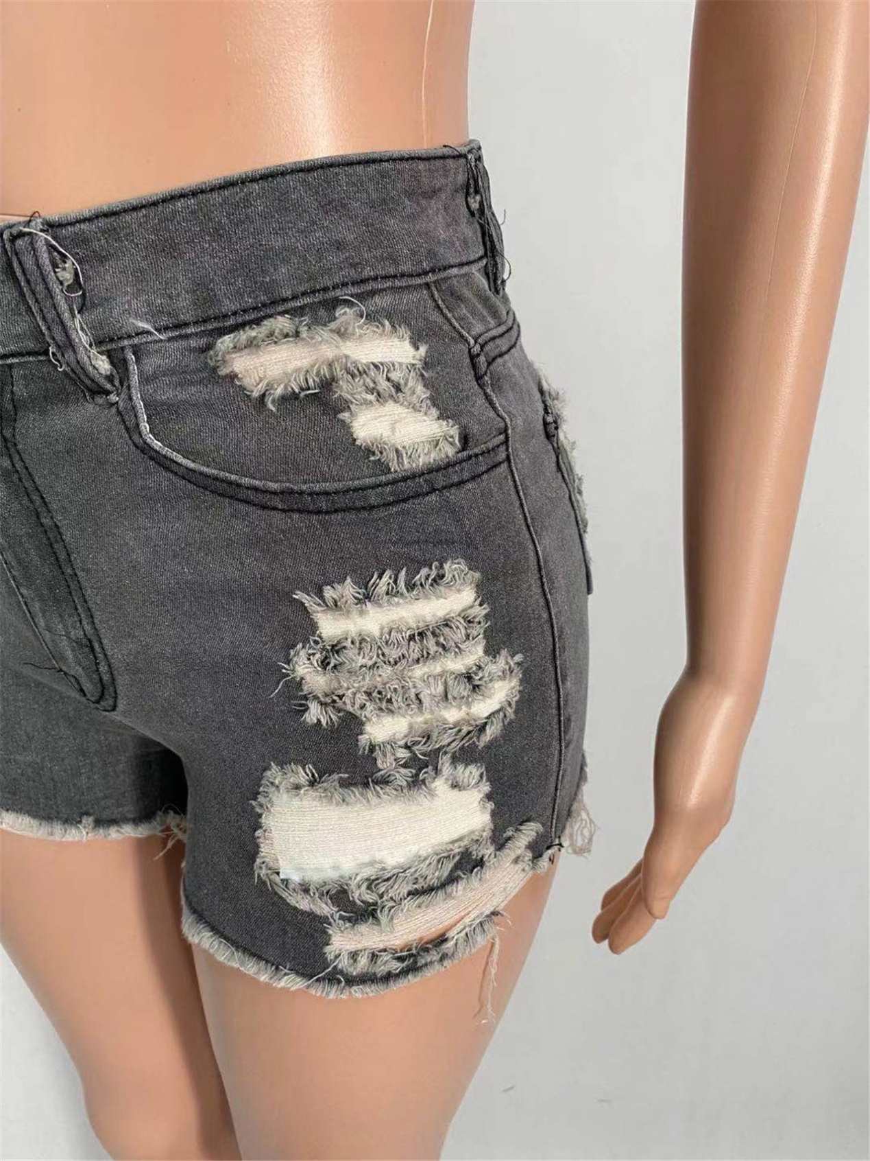 RX-X1106 Best selling butt lift short female jeans ladies trousers female tattered women's summer jeans