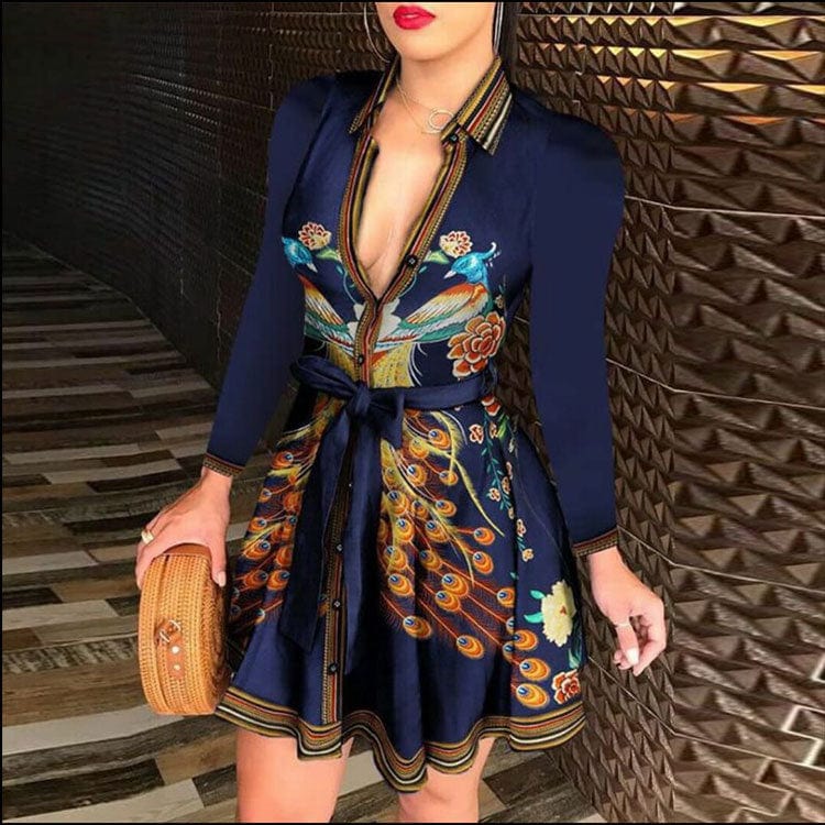 S / 02 Spring Casual Girls' women evening Dresses plus size hot style autumn new print dress fashion womens clothes