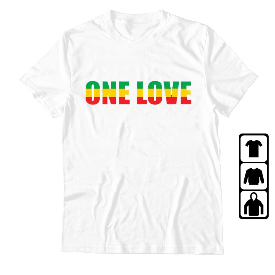 S / 043056 White One Love Rasta Reggae Tee-Shirt Retro Gothic T Shirt Emo Punk Fashionable Tops Japanese T Shirts Hippie Goth Tshirts