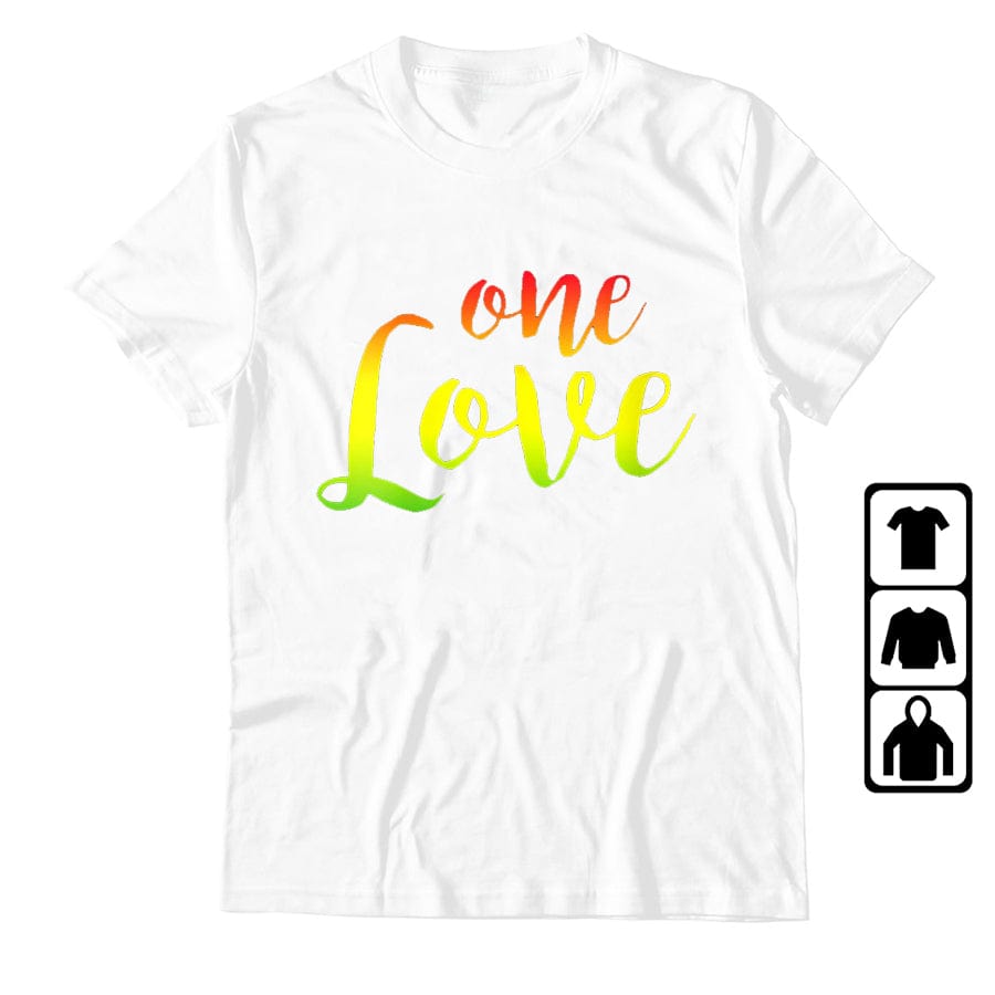 S / 043059 White One Love Rasta Reggae Tee-Shirt Retro Gothic T Shirt Emo Punk Fashionable Tops Japanese T Shirts Hippie Goth Tshirts