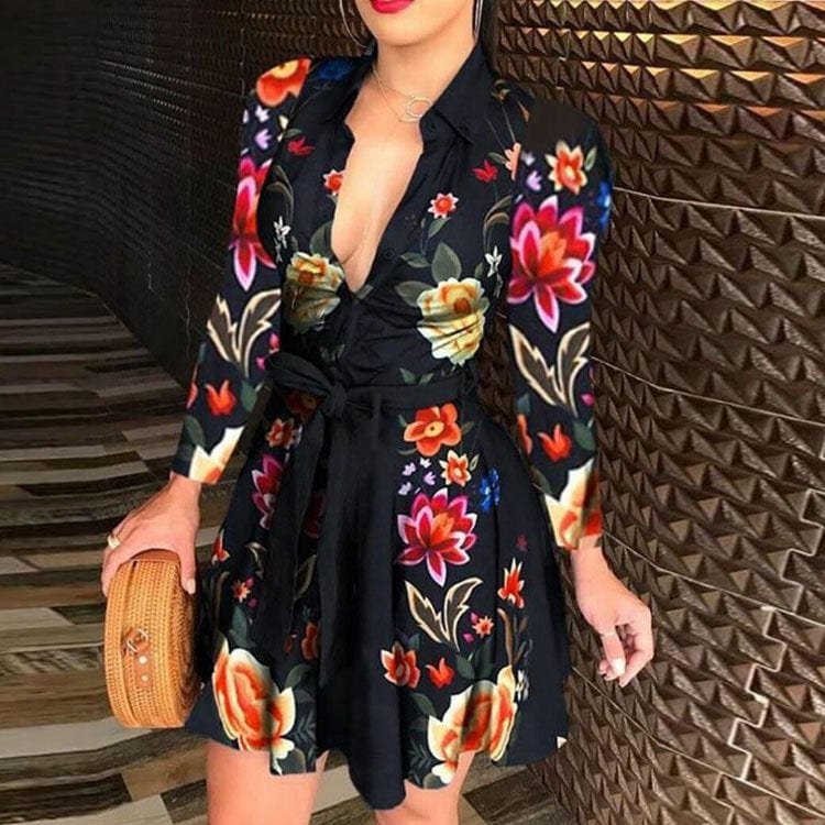 S / 05 Spring Casual Girls' women evening Dresses plus size hot style autumn new print dress fashion womens clothes