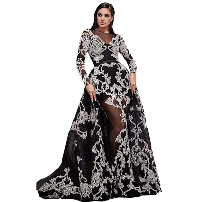 S / black night gown  Graceful Lady Shiny sexy evening prom dress Shiny Sequin gowns for women Evening party Dress