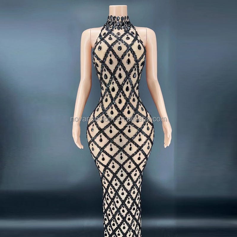 S / Black Nocance New Fashion Clothes Maternity Night Wear Bling Diamond Pearls Pregnancy Dress For Photo Shoot Gala Party Dress For Women