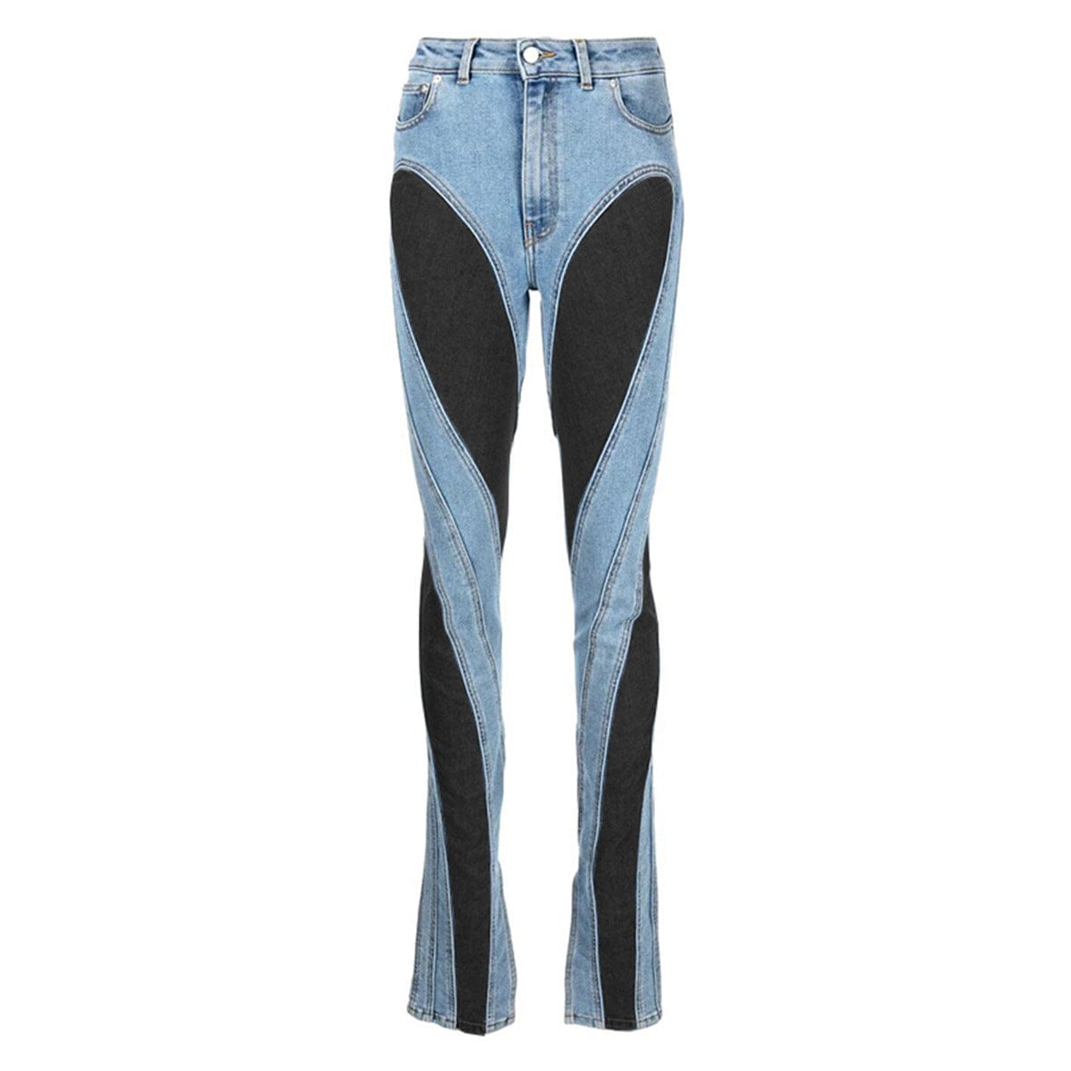 S / Black OUDINA New Stylish Wholesale Patchwork High Waist Pants Denim Skinny Women's Jeans & Trousers