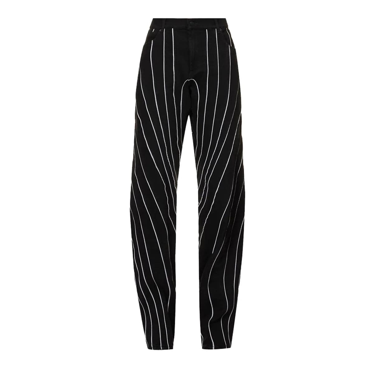 S / Black OUDINA Trendy Brand Women's Clothing Pants 2023 New Washed Distressed Reflective Strips Slim Fit Jeans