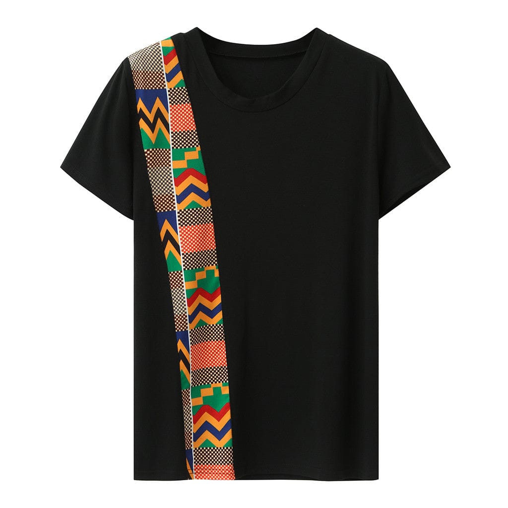 S / Black S-2XL Custom Camiseta Couple T Shirt O-neck Short Sleeve Casual Tee Tops African Style Ethnic T-shirt For Women Men unisex