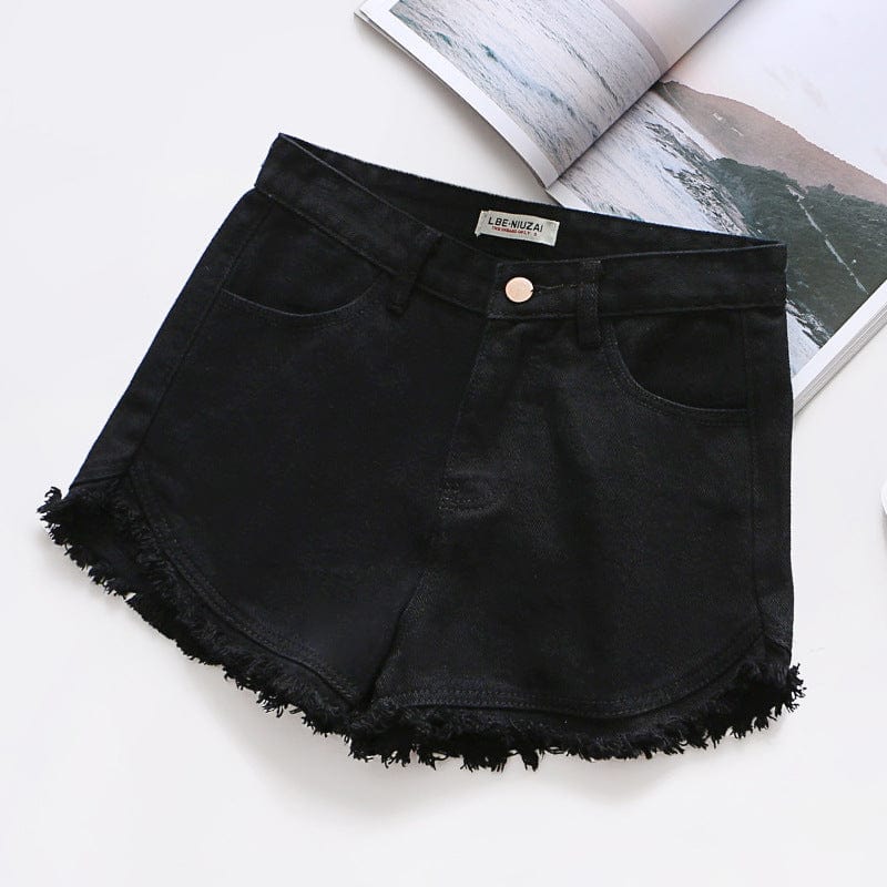 S / black Wholesale 2022 Summer Zipper Fly Lady Casual Denim Ripped Shorts Women Short Jeans