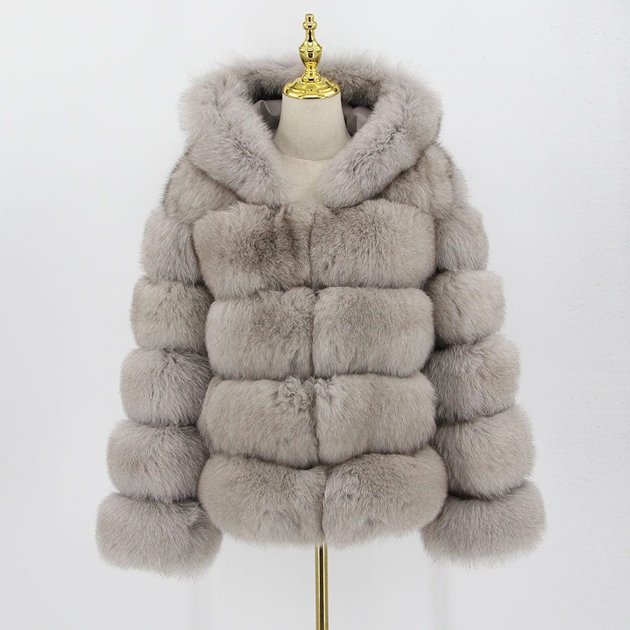 S / blackfrost QIUCHEN-QC8143  arrival thick fur coat real fox fur jacket with hood stand collar outfit hoodies plus size coats fo