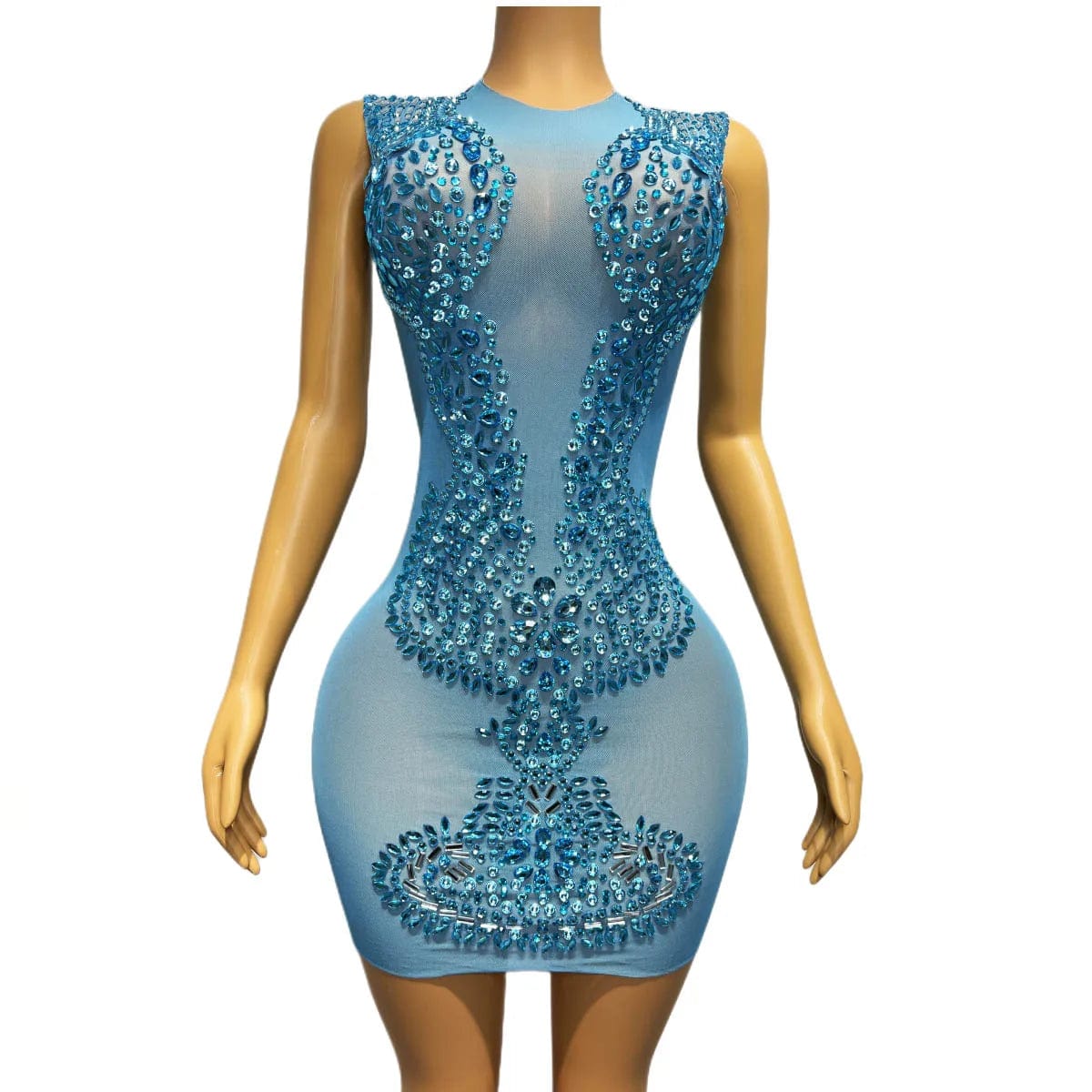 S / Blue NOVANCE new 2023 products see through mesh elegant sexy shiny diamonds blue dinner gown evening dresses ladies party dresses wom