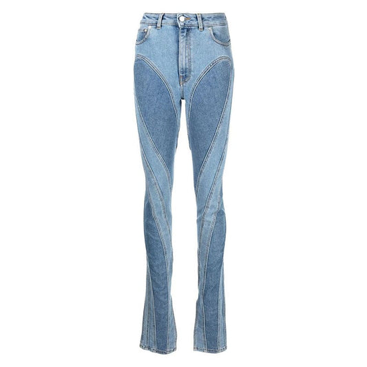 S / Blue OUDINA New Stylish Wholesale Patchwork High Waist Pants Denim Skinny Women's Jeans & Trousers