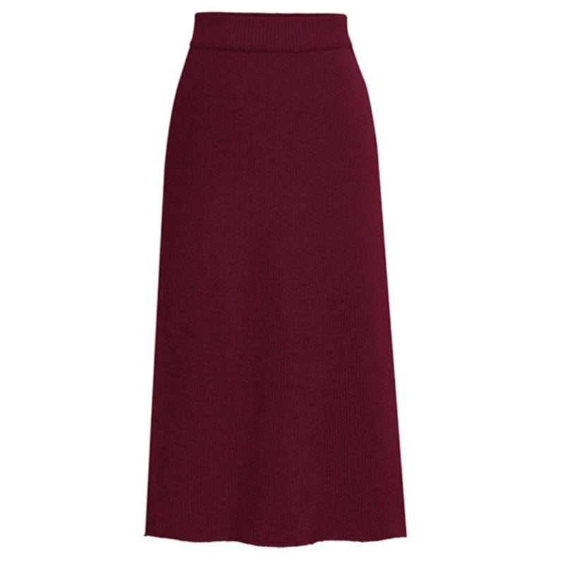 S / Burgundy 10%OFF S-6XL Spring/summer large size skirts mid-length wool knitted slit bag hip skirt one-step high waist skirt