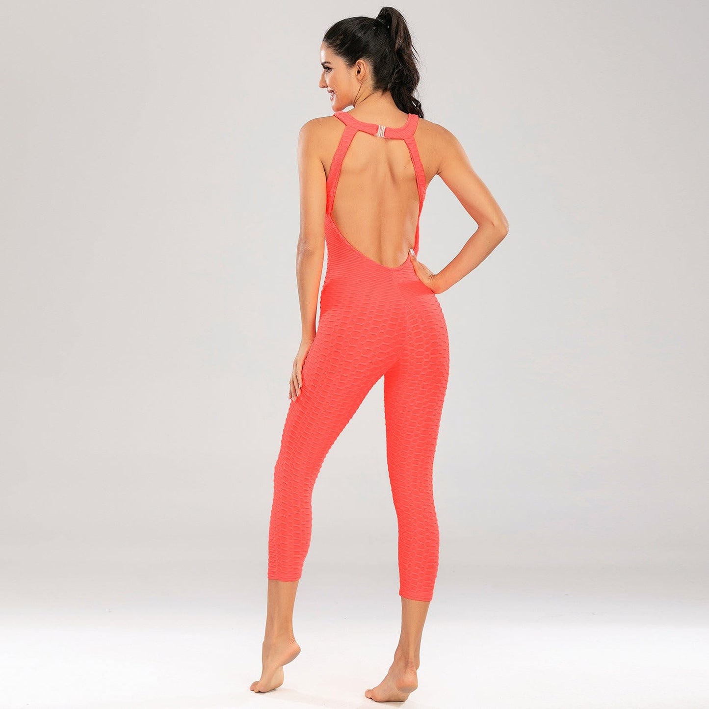 S / fluorescent orange Women new style fashion print casual sleeveless v neck sexy wide leg jumpsuit