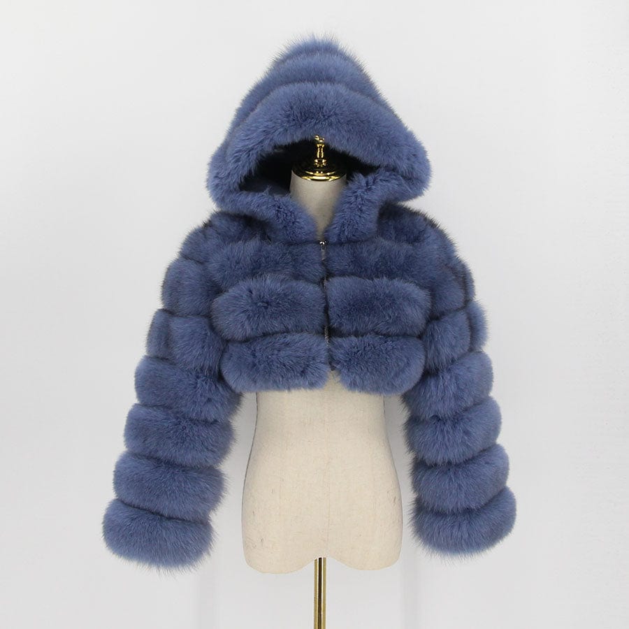 S / jean blue Black Friday Sale QIUCHEN- QC20032 new arrival hot sale luxury jacket plus size fluffy real natural fox fur coat with hood