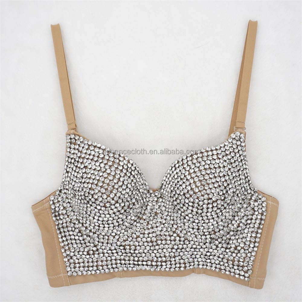 S / Khaki Novance Top Selling Products 2022 Diamond Comfortable Bra Woman  Push Up Bralet Bra Diamond Studded Bra Ropa Interior Femenina