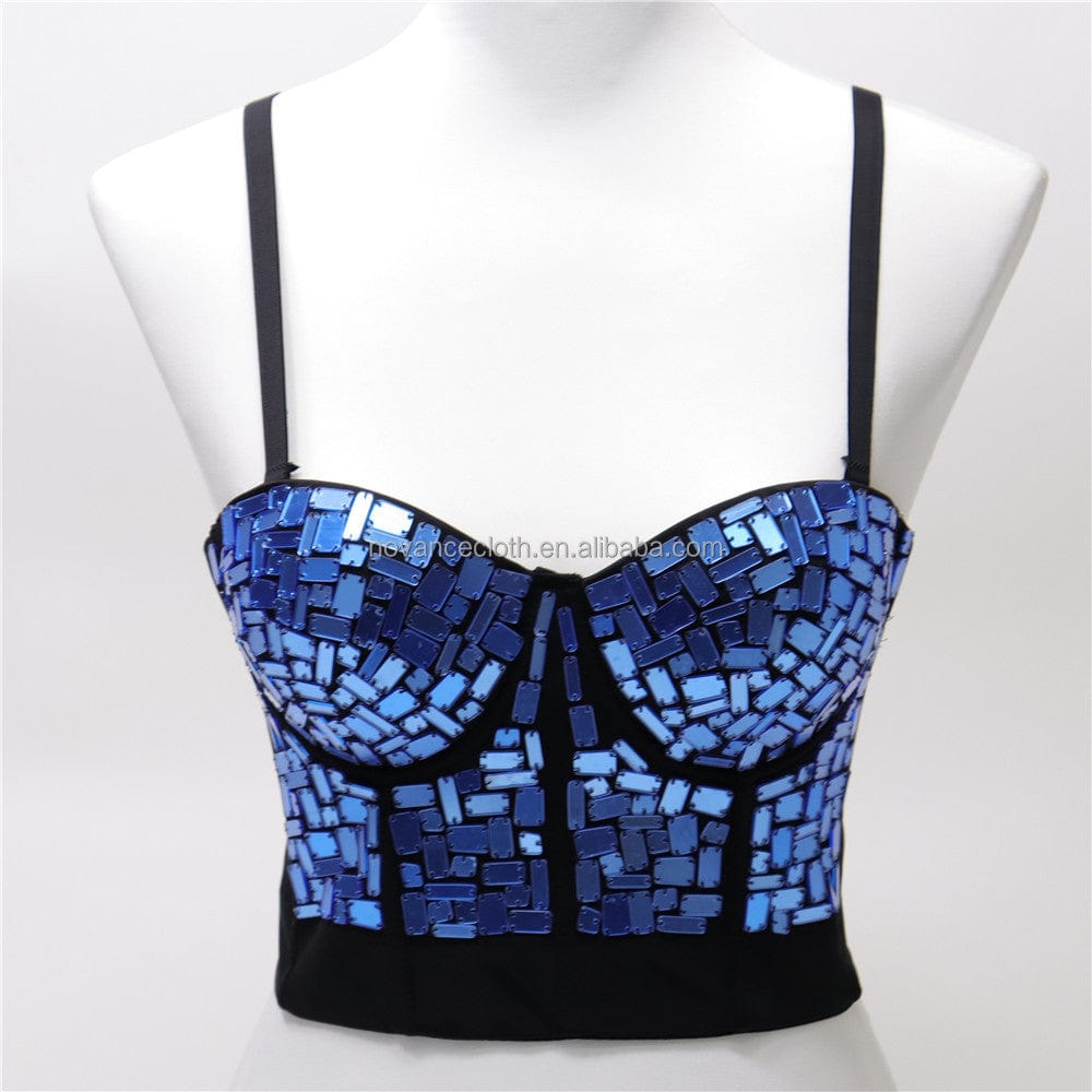 S / NAVY NOVANCE hot items 2022 hot sling sparking pink sequins sexy women vest under wear fishbone Prom sexy women bra outwear