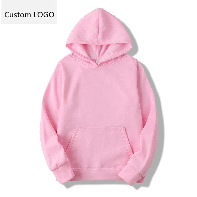 S / Pink Hoodies Custom Logo Fashionable Ladies Plain Sweatshirts Unisex Plus Size Autumn Winter Women's Hoodies