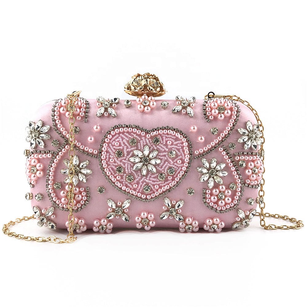 S / PINK OC3811 Wholesale China Elegant Clutch Bag Handmade Beaded Evening Bags